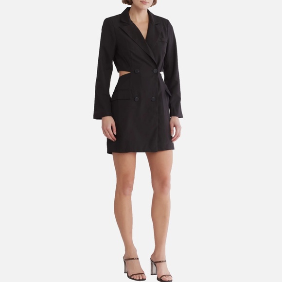 NEW KNOW ONE CARES Black OPEN BACK Blazer TUXEDO Crepe COCKTAIL Mini DRESS M - Picture 9 of 11